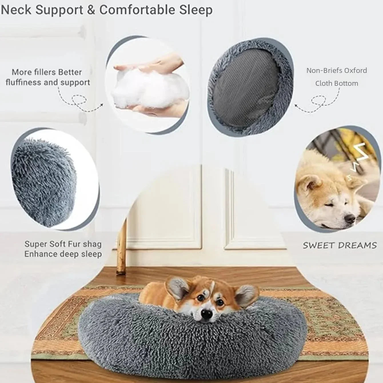 Calming Dog & Cat Bed, Donut Warm Cuddler