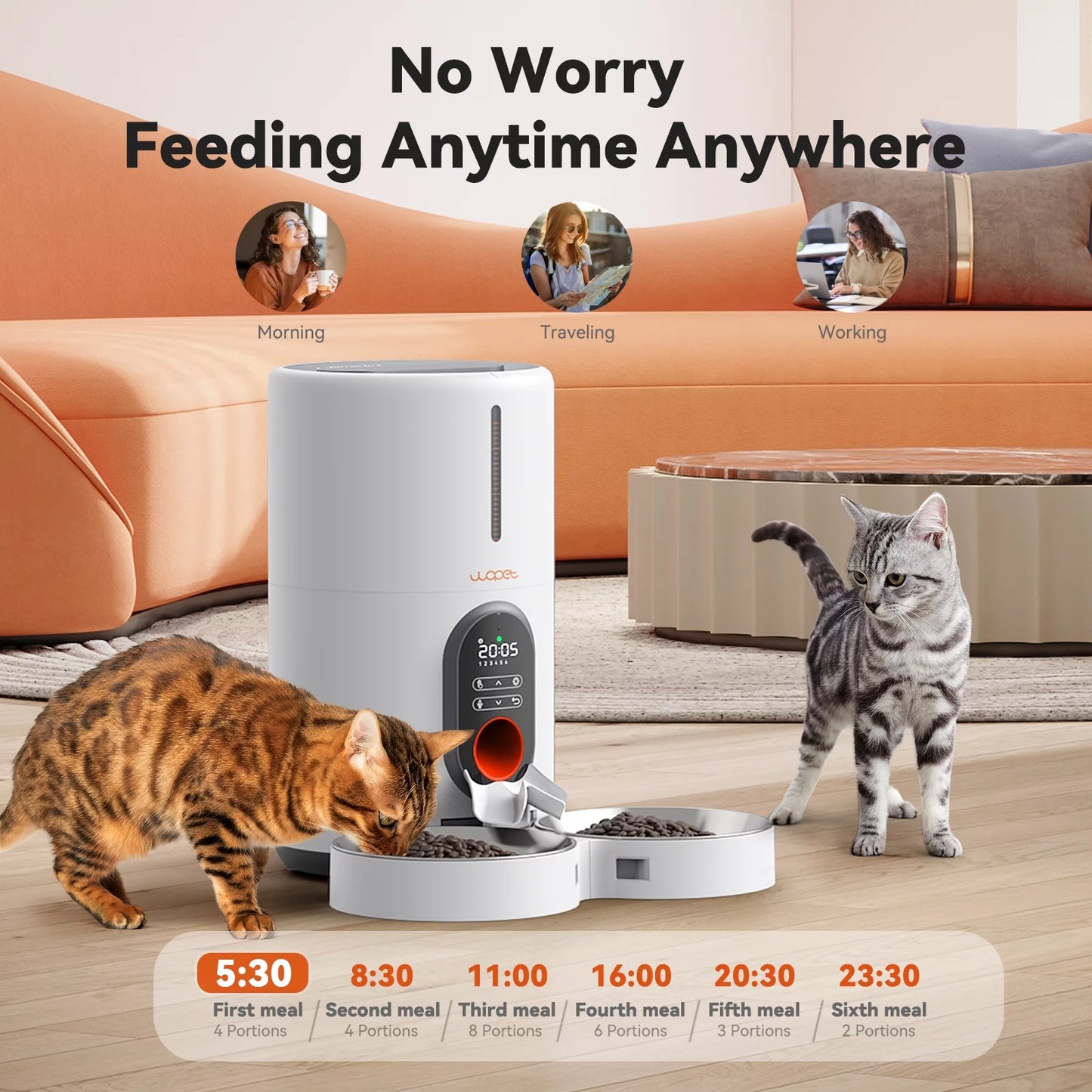 Automatic Cat Feeder for 2 Cats - Timed Food Dispenser